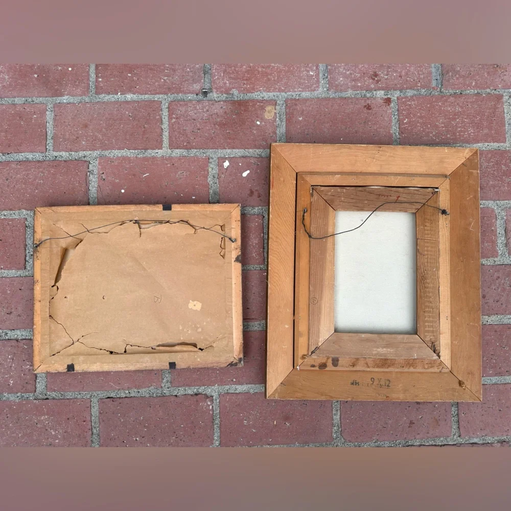 Gold-Framed Floral Oil Paintings - Pink & Blue Blooms Frances 1985 - Picture 2 of 4